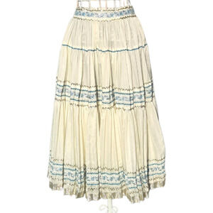 Vintage 40's 50's Patio Circle Tiered Maxi Blue and Silver Skirt 2